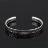Stainless steel bracelet - with leaf pattern - open design - unisex