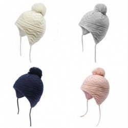 Knitted beanie - with ears protection / pom pom - for girls / boys