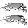 3D chrome ghost skull head - car & motorcycle sticker 2 pieces