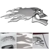 3D chrome ghost skull head - car & motorcycle sticker 2 pieces