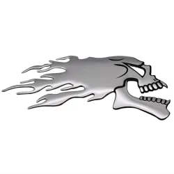 3D chrome ghost skull head - car & motorcycle sticker 2 pieces