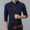 Long sleeve shirt / t-shirt - with buttoned collar - cottonT-shirts