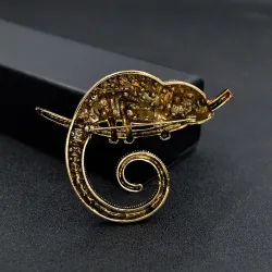Crystal chameleon / lizard - elegant brooch