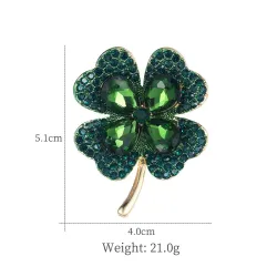 Four leaf clover - crystal brooch