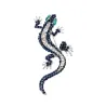 Navy crystal lizard - brooch