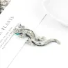 Navy crystal lizard - brooch