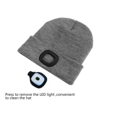 Warm knitted beanie - with LED light - unisex