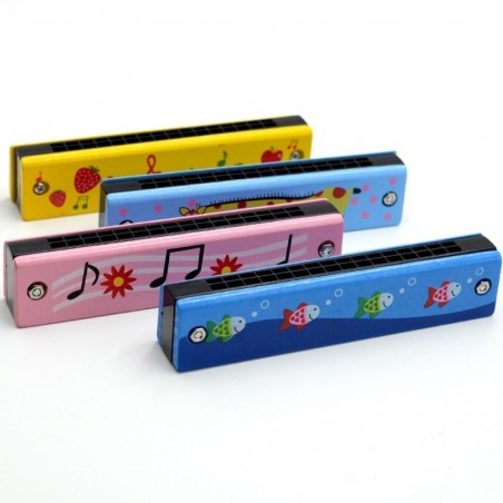 Wooden harmonica - double-row - 16 holes - cartoon designHarmonica
