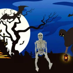 Full life size human skeleton - movable - Halloween decoration - 40cm