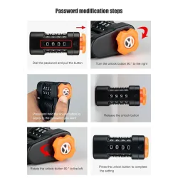 Bicycle anti theft lock - foldable - 4 digit password