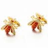 Bee shaped metal cufflinks - with crystals