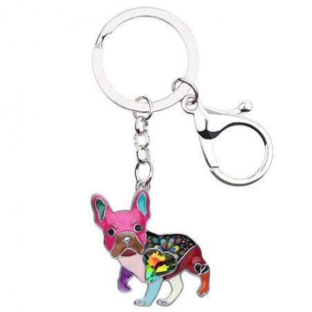Enamel french bulldog - metal keychain