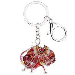 Enamel frilled lizard - metal keychainKeyrings