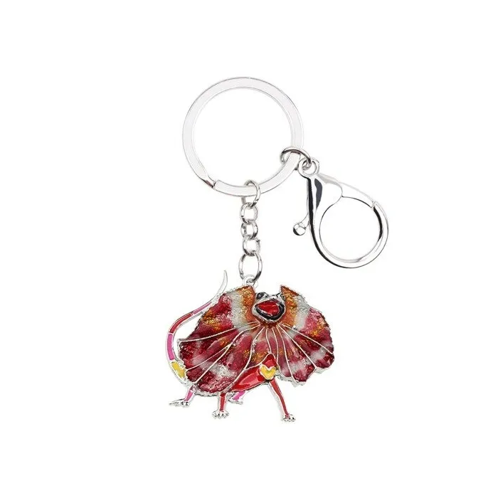 Enamel frilled lizard - metal keychainKeyrings
