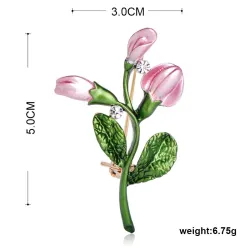 Exquisite pink tulip - crystal broochBrooches