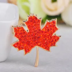 Red maple leaf - crystal brooch