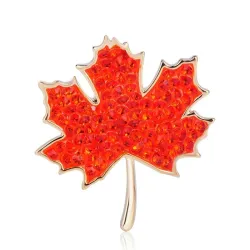 Red maple leaf - crystal brooch