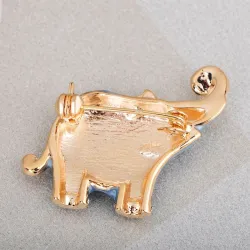 Blue elephant shaped brooch - with crystals