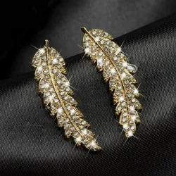 Crystal feathers - elegant stud earringsEarrings