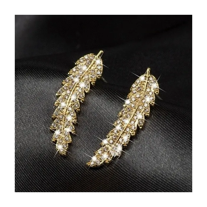 Crystal feathers - elegant stud earringsEarrings