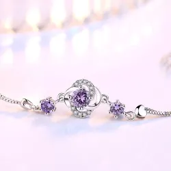 Crystal four-leaf clover bracelet - 925 sterling silver
