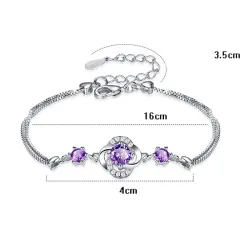 Crystal four-leaf clover bracelet - 925 sterling silver