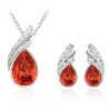 Austrian crystal feather / water drop - necklace / earring / bracelet - jewellery set