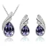 Austrian crystal feather / water drop - necklace / earring / bracelet - jewellery set