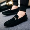 Trendy leather slip-on shoes - non-slip loafers - with metal decorationShoes