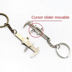 Mini vernier caliper ruler metal keychain