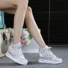 Trendy high platform loafers - lace sneakers with laces