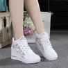 Trendy high platform loafers - lace sneakers with laces