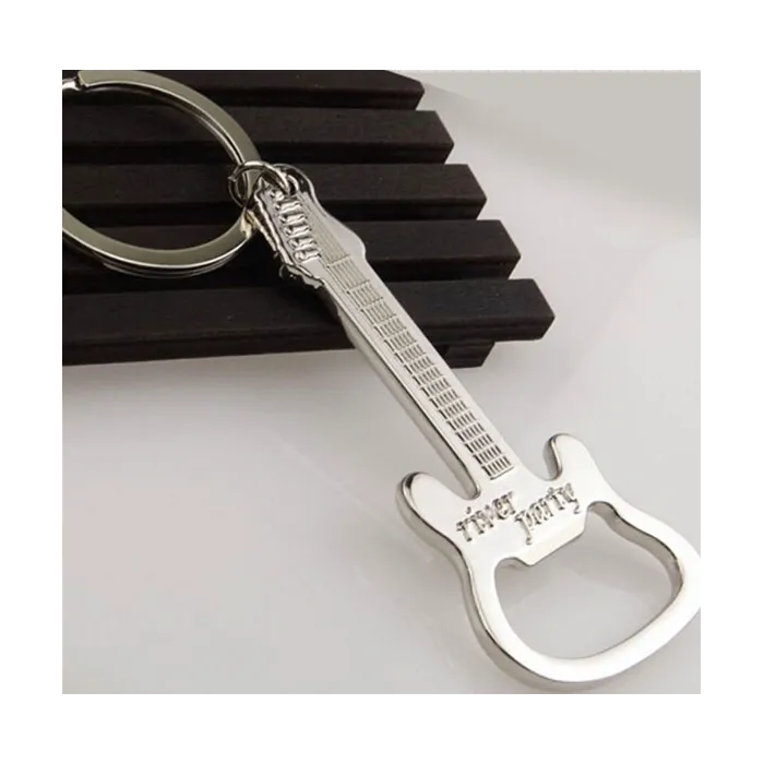 Guitar shaped bottle opener - metal keychain