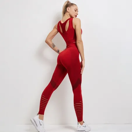 Elastic push up bra / leggings - seamless - high waist - 2 piece set