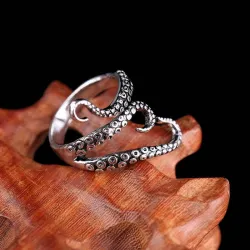 Octopus tentacle ring - titanium steel - adjustable