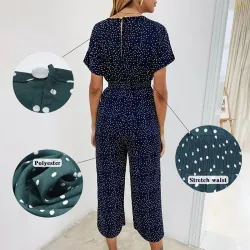 Classic polka dots jumpsuit - short sleeve - loose leg