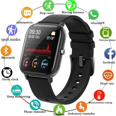 LIGE P8 - Smart Watch - Bluetooth - waterproof - LED - Android / IOS - unisex
