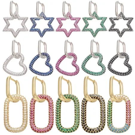 Small crystal earring with hook - heart / star / rectangle shapedEarrings