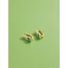 Elegant gold earrings - with square green crystalEarrings