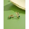 Elegant gold earrings - with square green crystalEarrings