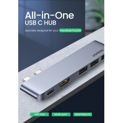 UGREEN - USB C HUB dual type-C to multi USB 3.0 4K HDMI - adapter Thunderbolt 3 - for MacBook Pro AirHubs