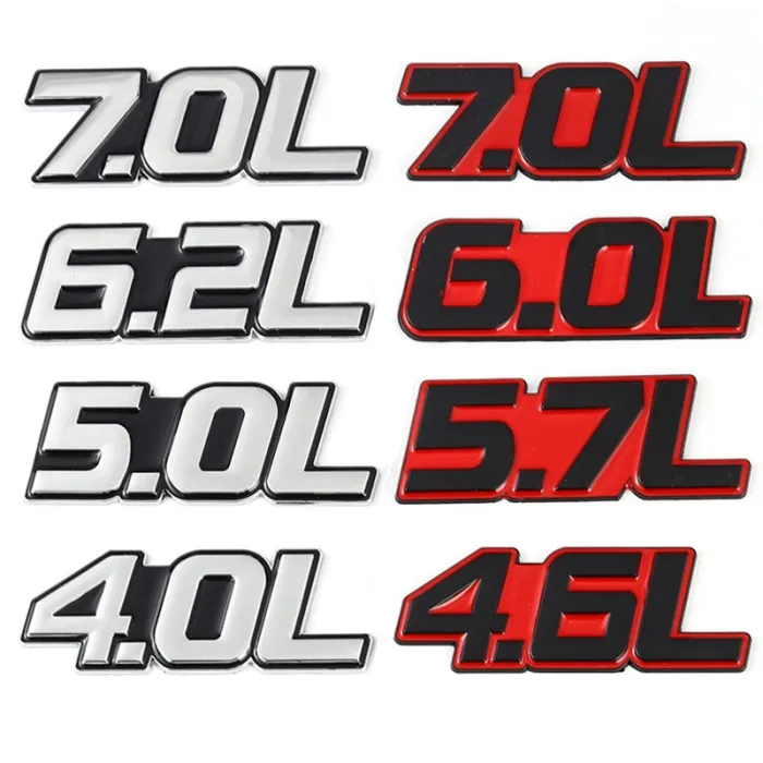 3D metal car sticker - engine size emblem - 4.0L - 7.0L