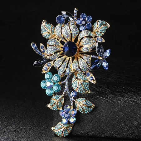 Elegant brooch with big crystal flowersBrooches
