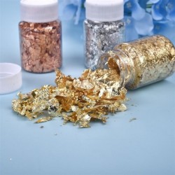 Gold foil paper - flakes - confetti - for epoxy resin craft / nail art / jewelry makingNail polish