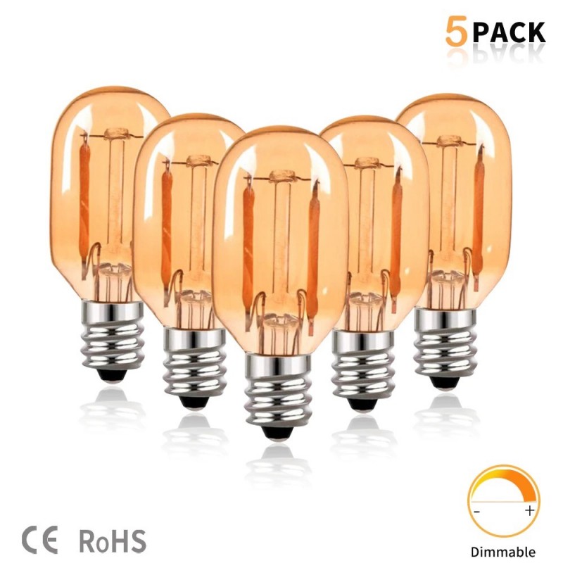 Vintage LED bulb - Edison tube - T22 - 2200K - E12 / E14 - 1W - dimmable - amber glass - 5 piecesE14