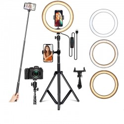 LED selfie ring - fill light lamp - with tripod - for makeup / video / photos - dimmableTripods & stands