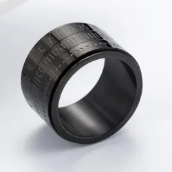 Titanium ring with arabic numerals & time rotating - calendar