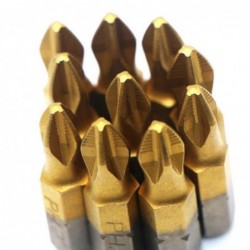 Screwdriver bits - 1/4 inch - titanium coated - anti-slip - Phillips hex shank - PH2 - 25mm - 10 pieces