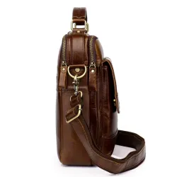 Elegant shoulder bag - with zippers - genuine leather