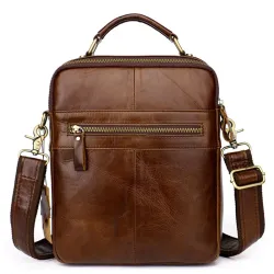 Elegant shoulder bag - with zippers - genuine leather